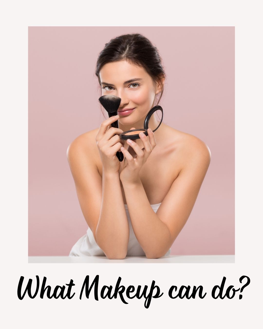 Smiling woman with makeup kit