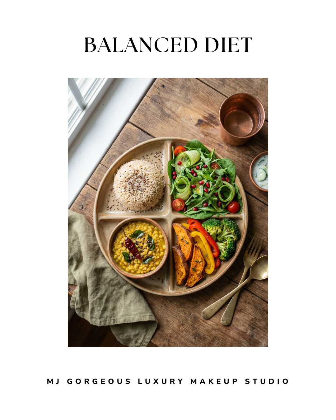 A balanced Indian meal for skin health featuring fiber and protein