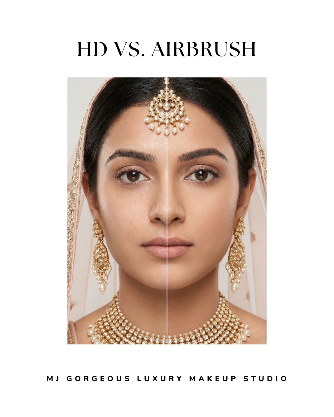 HD vs airbrush bridal makeup comparison