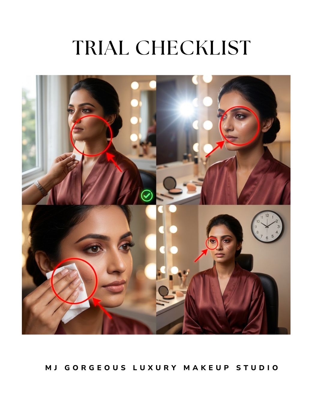Bridal makeup trial checklist
