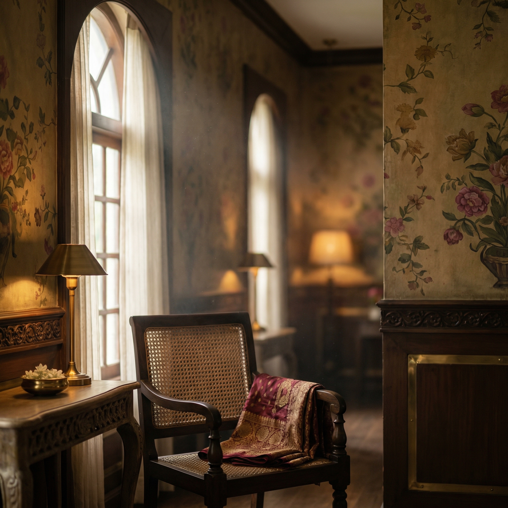 Bridal preparation room with window light