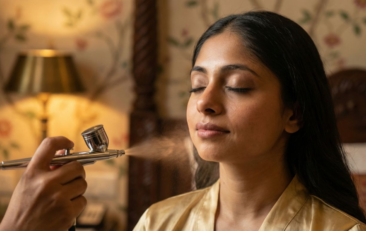 Airbrush bridal makeup application process