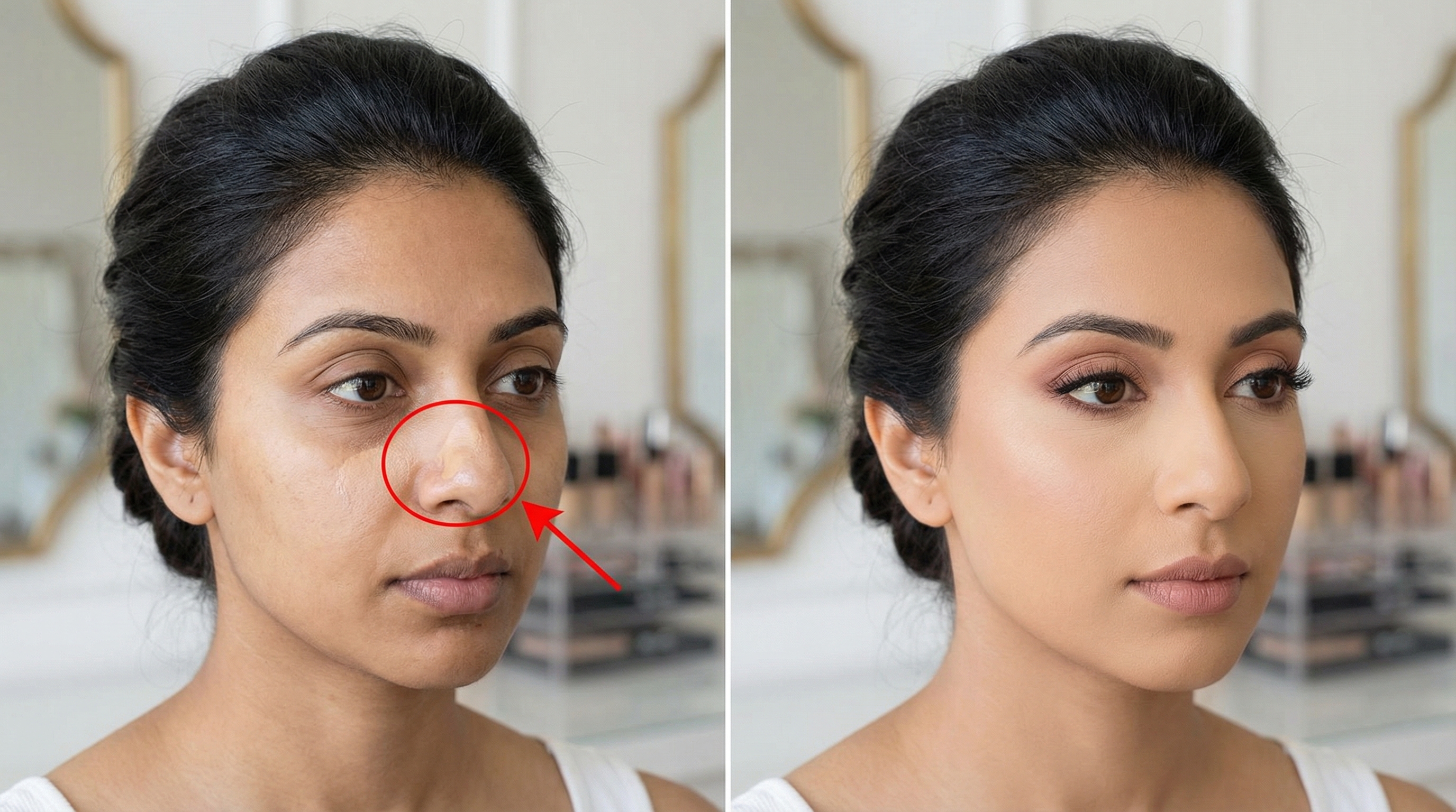 Bridal makeup trial before after