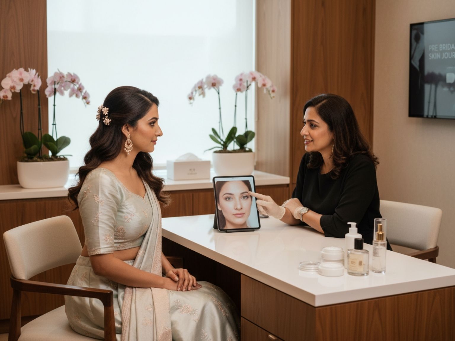 Bridal makeup consultation before wedding