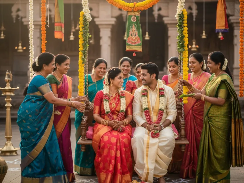 Traditional Tamil wedding couple portrait