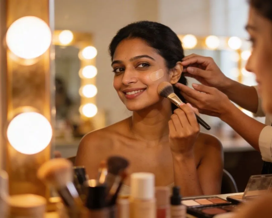 Woman learning personal grooming Personal makeup workshop hands-on learning