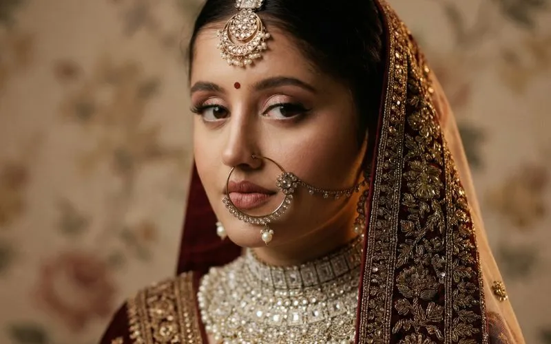 Bride showcasing ideal makeup reference