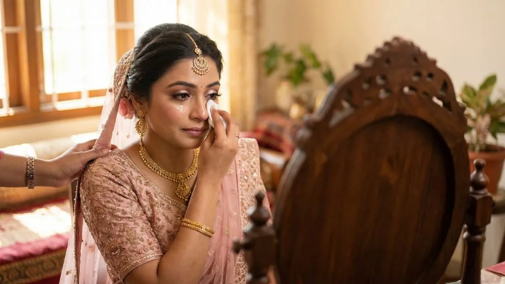 Waterproof bridal makeup during emotional moment