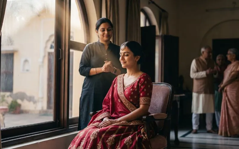 Why Makeup is Expensive – Experience Bride relaxing before wedding makeup