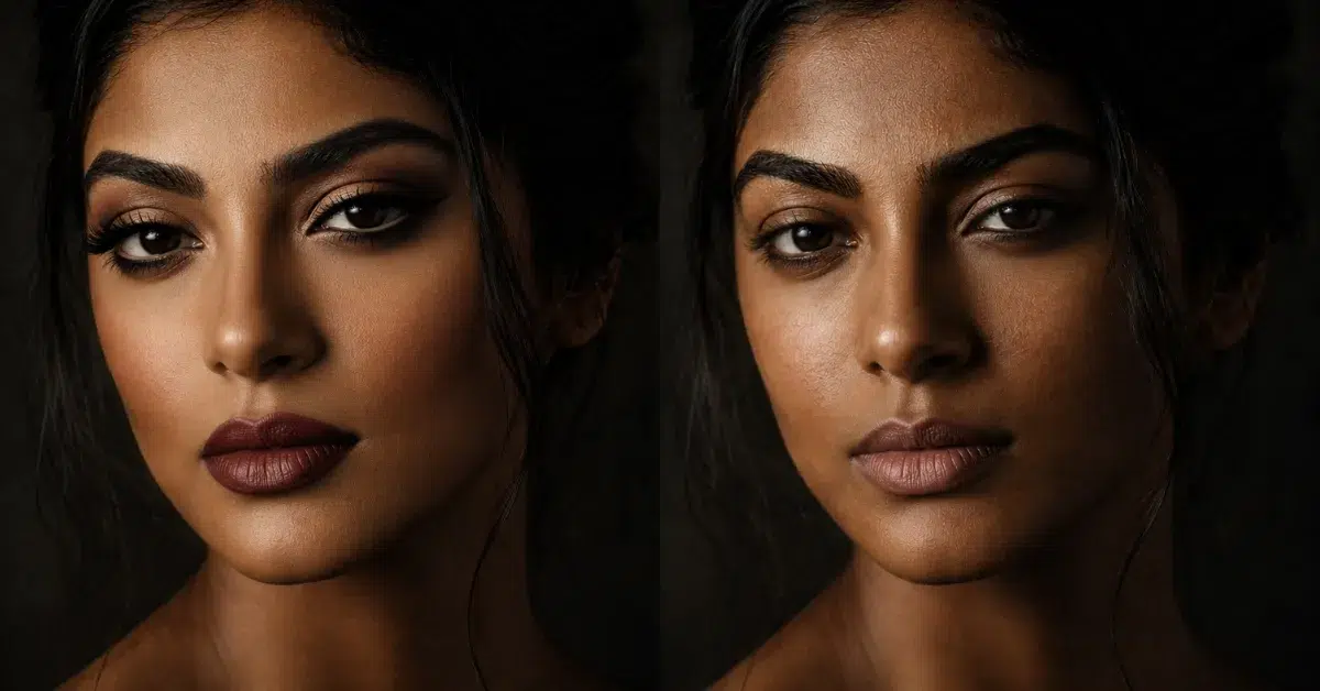 heavy-vs-natural-bridal-makeup-same-indian-bride Natural Bridal Makeup Comparison